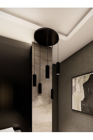 Zenya Siyah Renk 5'li Spot Avize- Modern Tavan Sarkıt, Gu10 Duy