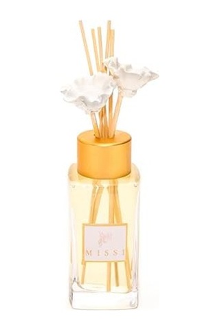 180 Ml Kare Şişe Ekru Çiçek Bambu Çubuklu Vanilya Sandal Oda Kokusu Abundance Prosperity
