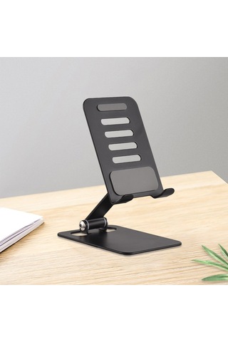 Mufunye Alüminyum Masaüstü Telefon/tablet Tutucu - Açı Ve Yükseklik Ayarlanabilir, Siyah