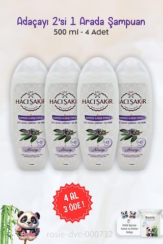 4 Al 3 Öde Hacı Şakir Adaçayı 2si 1 Arada Şampuan Kepeğe Karşı 500 Ml Ve Rosıe