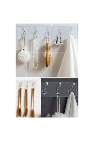 Babylondy Yapışkanlı 5'li Şeffaf Askı Pratik Şeffaf