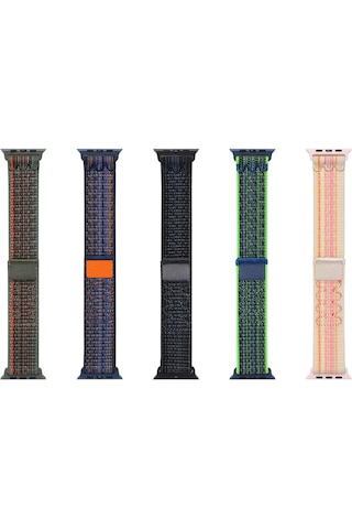 Watch Ultra 49mm Uyumlu Krd-91 Hasır Kordon Strap Kayış Mkst- Koyu Yeşil