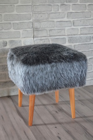 Praga Kare Puf Antrasit Peluş Antrasit Peluş