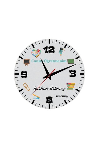 Öğretmenlere Özel Duvar Saati Cam Duvar Saati Mm2932-15 Çok Renkli