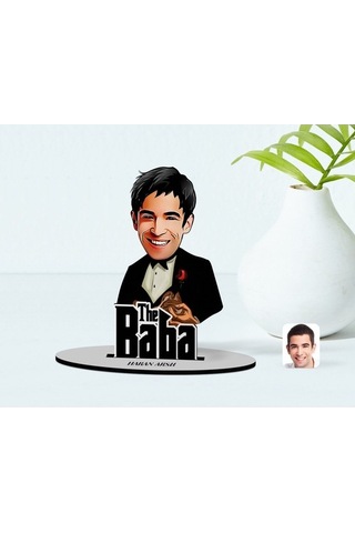Kişiye Özel Godfather Baba Karikatürlü Ahşap Biblo Model-4