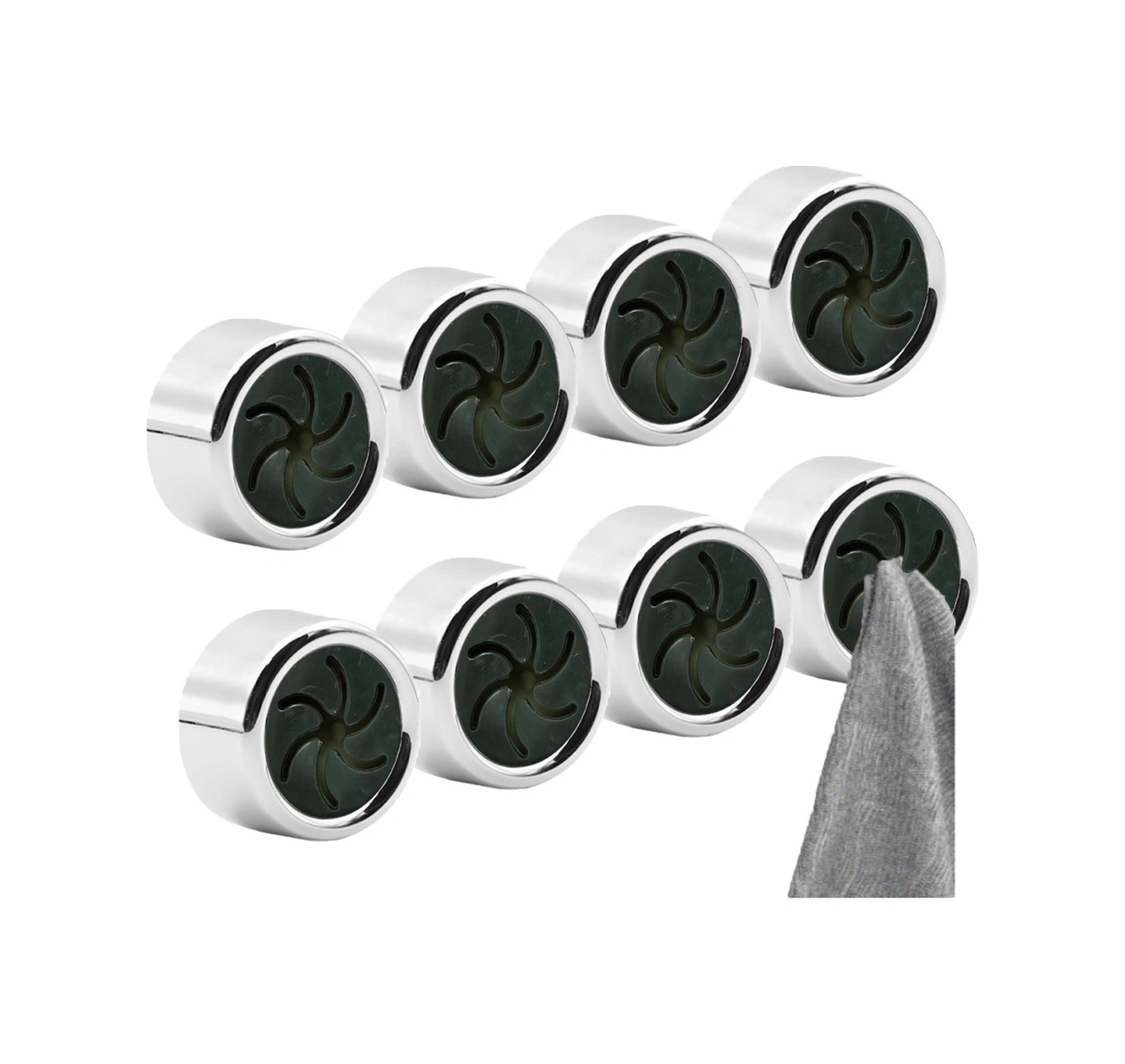 Dianziye 8 Adet Dairesel Duvar Tipi Banyo Mutfak Havlu Tutucu, Yumuşak Silikon Pençeli, Kayma Engeli, Abs Malzeme, Sıfır Delikli Veya Delikli Montaj Gümüş