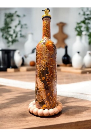 El Yapımı Altın Varaklı Yağdanlık Tasarım Sunum Standı İle Şık Mutfaklar Ve Sofralar Metalik