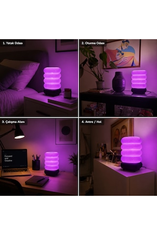 Soft Glow Masa Lambası - Fiş Bağlantılı Mor