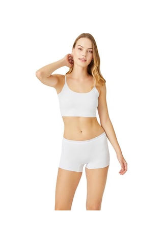 Beyaz Basic Lazer Kesim Dikişsiz Kadın Boxer Külot Beyaz