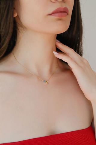 Minamis Silver 925 Ayar Gümüş Gözlü Üç Boyutlu B Harfi Kadın Gümüş Kolye-2267