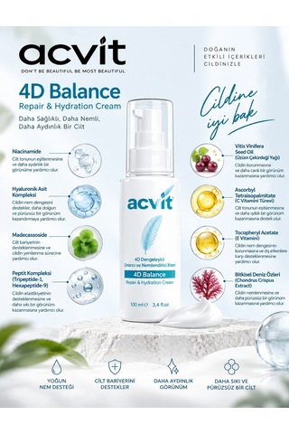 Yenileyici- Onarıcı Ve Nemlendirici Bakım Kremi 8 Boyutlu 4d Balance Repair & Hydration Cream 100 Ml