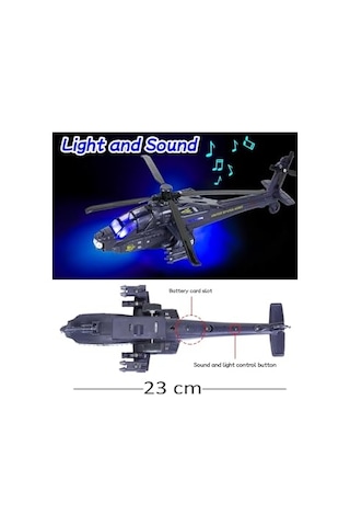 23 Cm Sesli Işıklı Metal Helikopter Oyuncak Çek Bırak Ses Ve Işık Dayanıklı Model Helikopter
