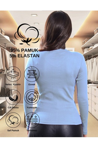 Kaşkorse Yarım Boğaz Body Sweatshirt, Fitilli Kumaş, Likralı, Bordo Açık Mavi