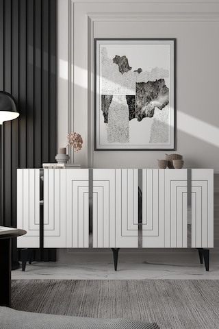 150dhdk14bg Artemis Pleksi Ve Lazer Çizgi Desen Konsol Beyaz-gümüş