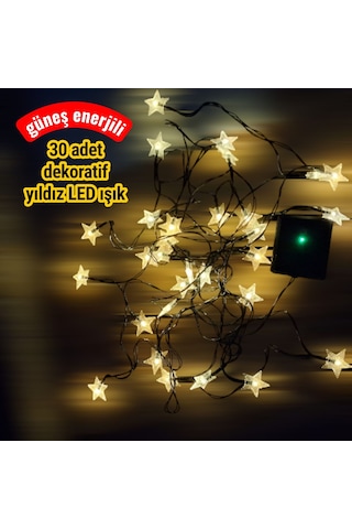 Upway Güneş Enerjili 30 Led Yıldız Dekoratif Işık Dış Mekan İçin Su Geçirmez Led 7m Gün Işığı