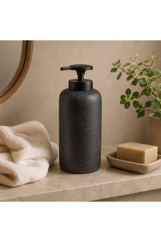 The Voguemaxima Siyah Xl Taş Dokulu Sıvı Sabunluk 9x24 Cm