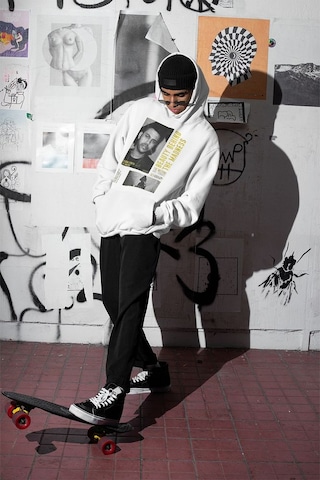 Beauty Behind The Madness Yazılı Unisex Oversize The Weeknd Hoodi Beyaz