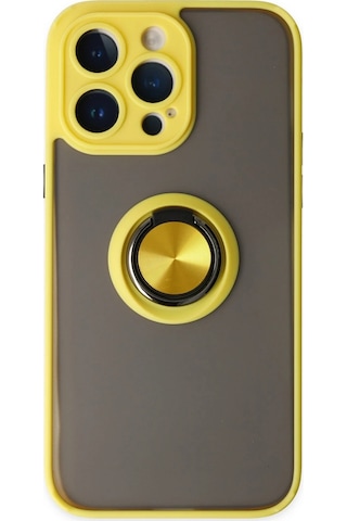 Gld-spt- Newface Apple Uyumlu iPhone 14 Pro Max Kılıf Montreal Yüzüklü Silikon Kapak - Sarı
