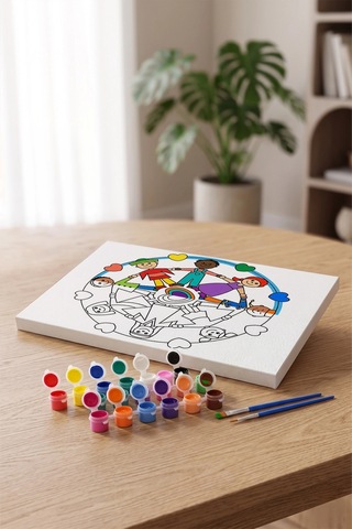 Sevgi Çemberi Desenli Mandala Ahşap Boyama Seti 40x50 Cm