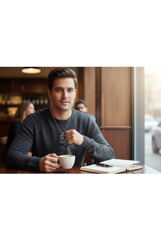 Büyük Aslan Başı Çelik Kolye Ucu Silver