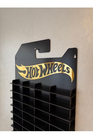 Hotwheels Premium Temalı Siyah Mdf Raflı Pleksi Logolu 40 Arabalık Duvar Rafı Kartonet 1/64 Diecast Araba İçin