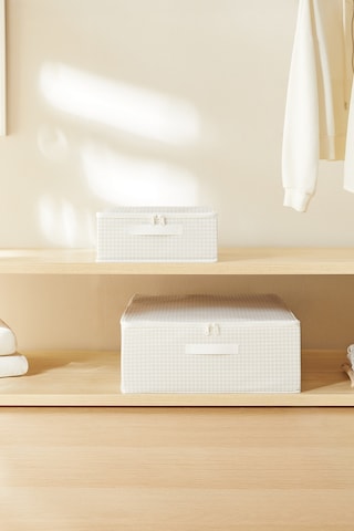 Home Wave 2'li Gri Pötikare Destekli Kutu Hurç Set 31 X 38 X 12 + 45 X 55 X 18 Cm