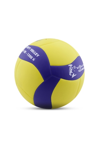Voleybol Topu SuperSoft Yapıştırma Soft Touch Yumuşak Yüzey 18 Panel 5 Numara Sarı - Mavi