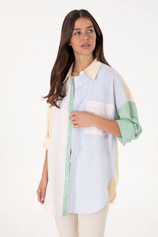 U.S. Polo Assn. Kadın Açık Pembe Çizgili Uzun Kollu Tunik Gömlek 50305371-VR078