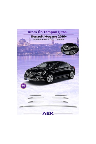 Renault Megane 4 2016-2020 Araca Özel Krom Ön Tampon Çıtası A+