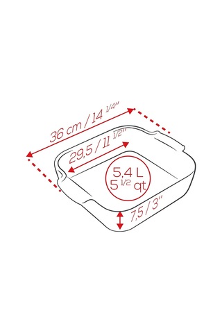 Seramik Kare Fırın Kabı - 36 Cm Saplar Dahil X 31 Cm X 8,2 Cm - Kapasite: 5,4 L - Fransa'da Üret Çok Renkli