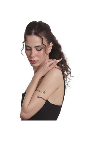 Kadın Dolama Model Burgulu Çiçek Figürlü Ayarlanabilir Açık Band El Yapımı Bakır Üst Kol Aksesuarı Bakır