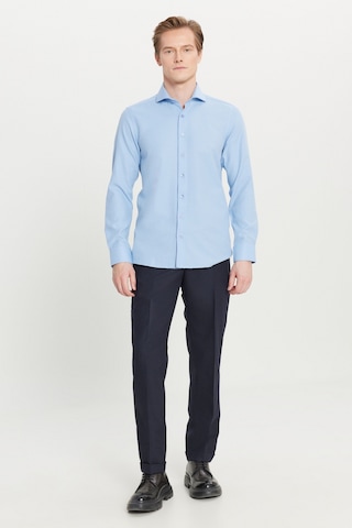 Altınyıldız Classıcs Erkek Acık Mavı Pamuklu Oxford Tailored Slim Fit Dar Kesim Küçük İtalyan Yaka Armürlü Gömlek