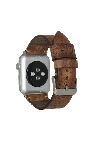 Apple Watch Uyumlu Deri Kordon 38-40-41mm Delikli Taba