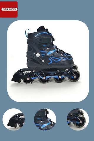 Vadi Mavi Silikon Tekerli Ayarlanabilir Işıklı Paten S 31-34 Hp7128 Mavi - Siyah