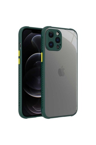 Apple Uyumlu iPhone 12 Pro Max Kılıf Zore Kaff Kapak Koyu Yeşil