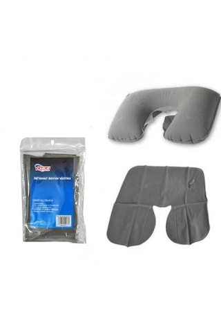 Boyun Yastığı Seyahat İçin Şişirilebilir 42x27cm Tekli Gri