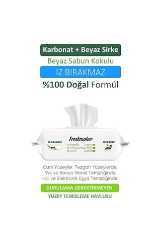 Freshmaker Yüzey Temizlik Havlusu Kapaklı 100 Lü Paket Beyaz Sabun Kokulu Beyaz