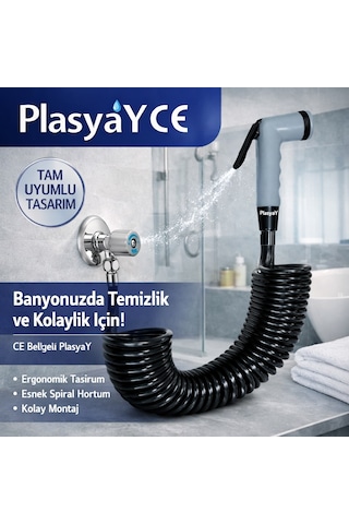 Plasyay Spiral Şattaf Bide Başlıklı Taharet Matik 1.5 Metre