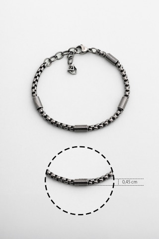 Zincir Detaylı Çelik 21 Cm Erkek Bileklik Gri