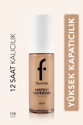 Flormar Perfect Coverage Yoğun Kapatıcı Su Bazlı Fondöten (Soğuk Alt Ton) -108 Honey -8682536058285