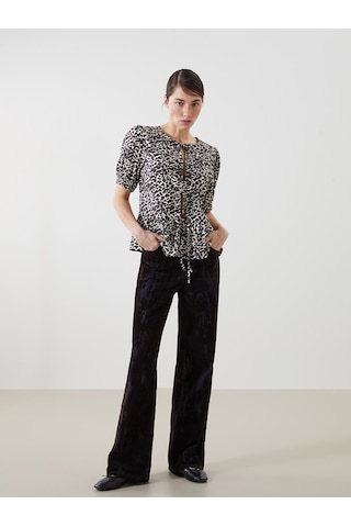 Lcw Jeans Kahverengi Straight Fit Batik Desenli Kadın Jean Pantolon