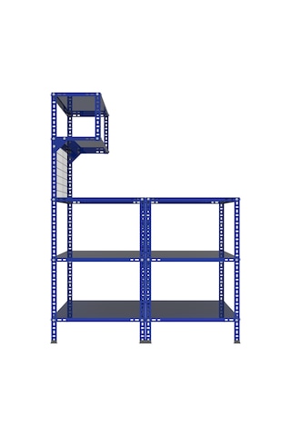 3 Katlı Duble Mavi Paketleme Masası 118x93 Cm - 2 Raflı Tel Kafesli , Atölye, Depo, Hobi Çalışma Masası Mavi
