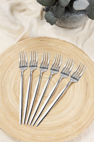 Kitchen Life Paris 6'lı Paslanmaz Çelik Tatlı Çatalı - 18/10 Stainless Steel Gümüş