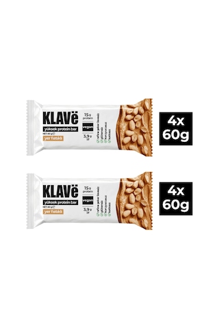 Yüksek Protein Bar Yer Fıstıklı - 60g X 8 Adet - 15g Protein, Vegan Ve Glutensiz - 925159818