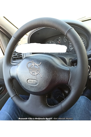 Renault Clio 2- dacia logan spor desen direksiyon kılıfı siyah dikis