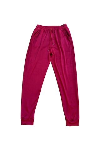 Parlak Kadife Cepli Pantolon Eşofman Pijama Altı Unisex Lastikli Paça Bordo Diğer