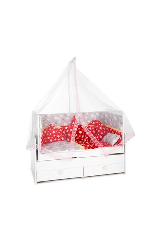 Hugoy Lüks Güpürlü Bebek Beşik Cibinlik + Demir