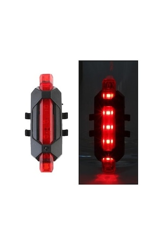 Şarjlı Bisiklet Işığı Led Çok Fonksiyonlu Usb Girişli - Kırmızı