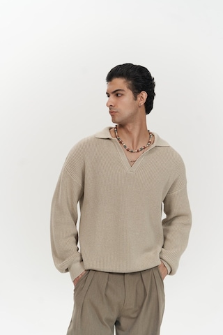 Mai Collection Mai Studios Co. Magnus Polo Yaka Bej Erkek Triko Kazak Bej