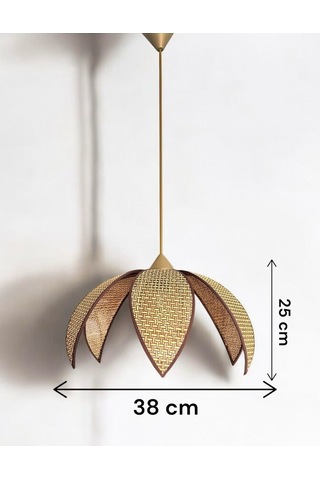 Modern Hazeran Görünümlü Yapraklı Çiçek Şeklinde Bohem Rustik Avize - Kahverengi Kahverengi